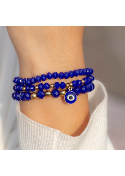 Vintage Mavi Göz Boncuklu Bileklik Etnik Basit Yığılmış Set Bileklik (Yurt Dışından) fiyatları