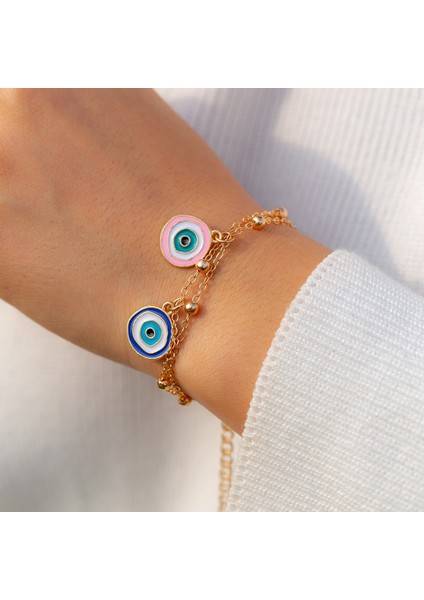 Vintage Mavi Göz Boncuklu Bileklik Etnik Basit Yığılmış Set Bileklik (Yurt Dışından) modelleri