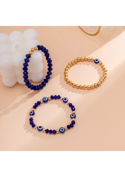 Vintage Mavi Göz Boncuklu Bileklik Etnik Basit Yığılmış Set Bileklik (Yurt Dışından) fırsatları
