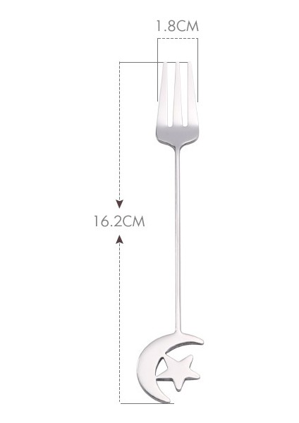 304 Paslanmaz Çelik Kaşık Ins Yaratıcı Meyve Yıldız Ay Çatal (Yurt Dışından)