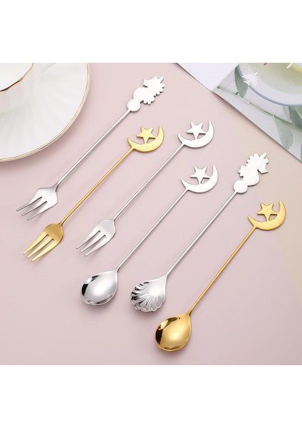 304 Paslanmaz Çelik Kaşık Ins Yaratıcı Meyve Yıldız Ay Çatal (Yurt Dışından) fırsatları