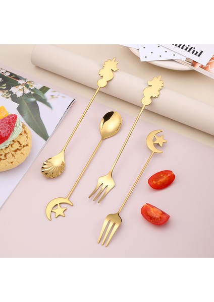 304 Paslanmaz Çelik Kaşık Ins Yaratıcı Meyve Yıldız Ay Çatal (Yurt Dışından) modelleri