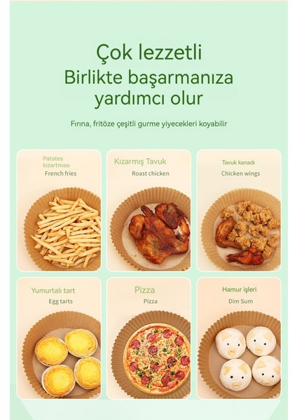 50 Ev Gıda Silikon Yağı Hava Fritöz Özel Kağıt Fırın Tepsisi Yağ Emici Kağıt Ped (Yurt Dışından)