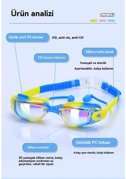 Silikon Çocuklar Su Geçirmez Sis Geçirmez Hd Yüzme Gözlüğü (Yurt Dışından) modelleri