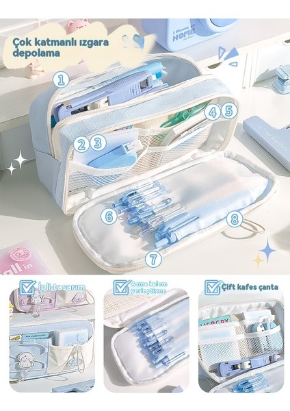 Sevimli Çok Katmanlı Ipli Tasarım Yüksek Değerli Kız Kalem Çantası (Yurt Dışından) fırsatları