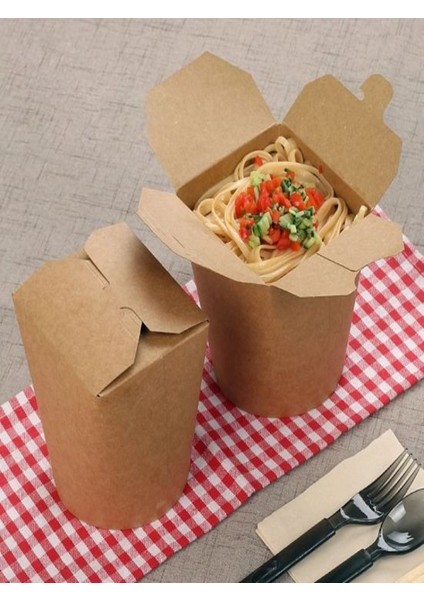 Yemek Kutusu Makarna Noodle Mantı Döner Box 26 Oz Kraft 50 Adetli fiyatları