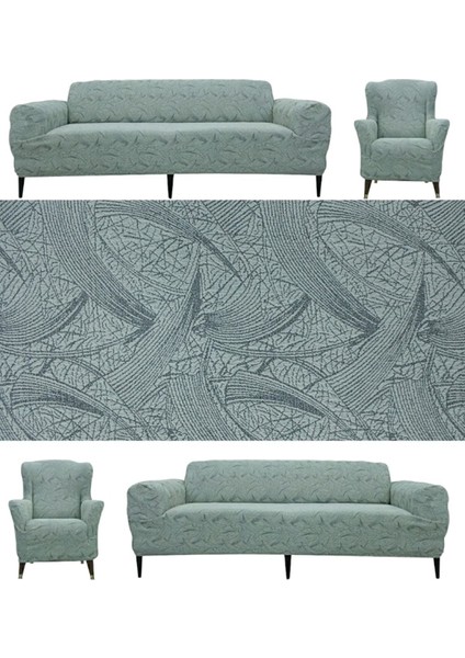 Streç Lastikli Esnek Yıkanabilir 3+2+1+1 Pamuklu Sehra Desen Jakarlı Koltuk Örtüsü Koltuk Kılıfı