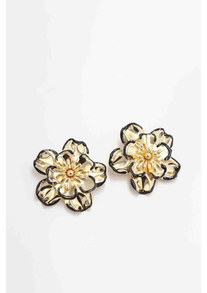 Siyah Çiçek Vip Küpe