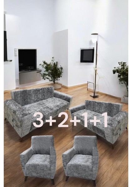 Kadife 3+2+1+1 Likralı Esnek Yıkanabilir Koltuk Örtüsü, Parlak Kadife 3+2+1+1 Koltuk Kılıfı