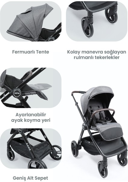 Nova Travel Sistem Bebek Arabası Gri