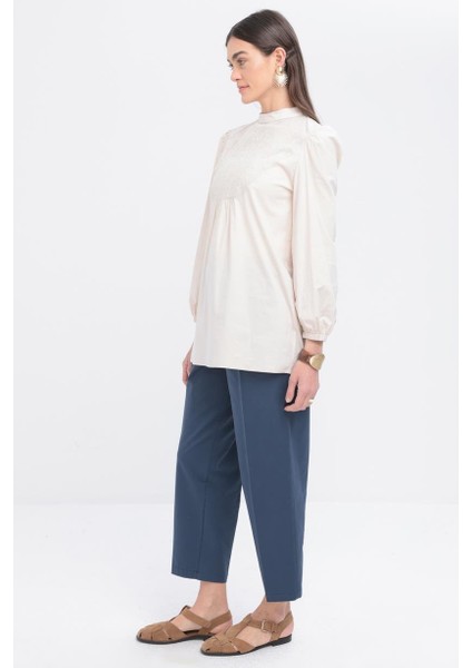 Taş-Fisto Garnili Kolu Lastikli Poplin Tunik modelleri