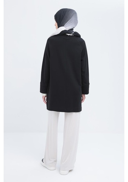 Siyah-Manşeti Nervür Detaylı Yırtmaçlı Tunik fırsatları