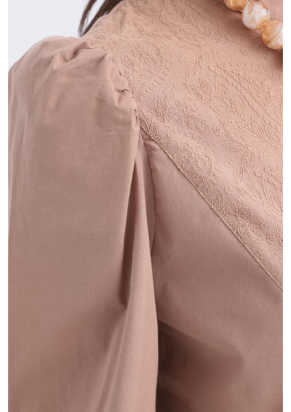 Vizon-Fisto Garnili Kolu Lastikli Poplin Tunik fırsatları