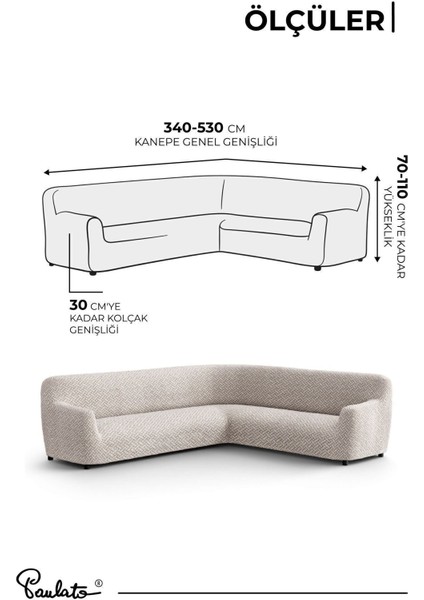 Lastikli Esnek ve Yıkanabilir L Köşe Koltuk Örtüsü Çekyat Kanepe Kılıfı - Desenli Bej fiyatları