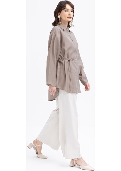 Vizon-Yarım Patlı Beli Bağcıklı Tunik modelleri