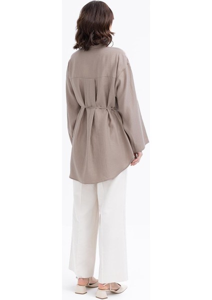 Vizon-Yarım Patlı Beli Bağcıklı Tunik fırsatları