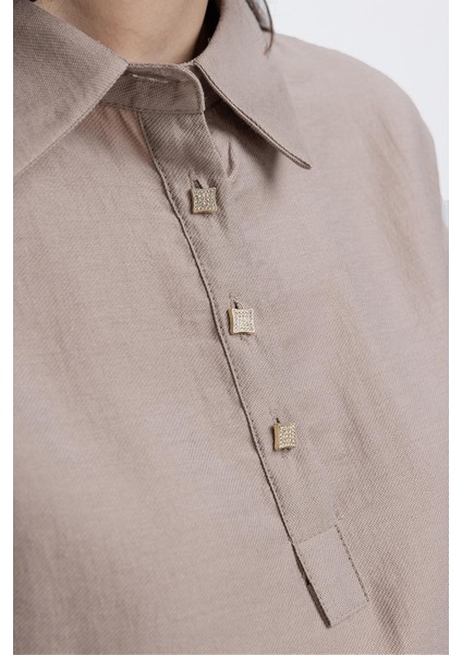 Vizon-Yarım Patlı Beli Bağcıklı Tunik indirimleri