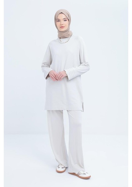 Taş-Manşeti Nervür Detaylı Yırtmaçlı Tunik fiyatları