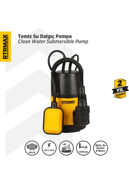 RTM814 Temiz Su Dalgıç Pompa 400 W 8 Mt