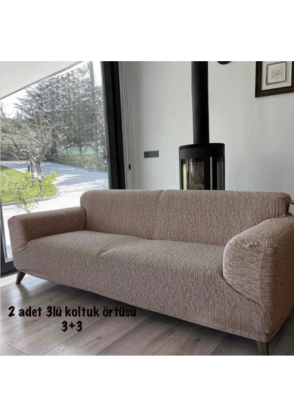 Jakarlı Koltuk Örtüsü 3+3 , Kanepe Örtüsü ,chester Örtüsü Koltuk Kılıfı 3 Kişilik 2 Adet