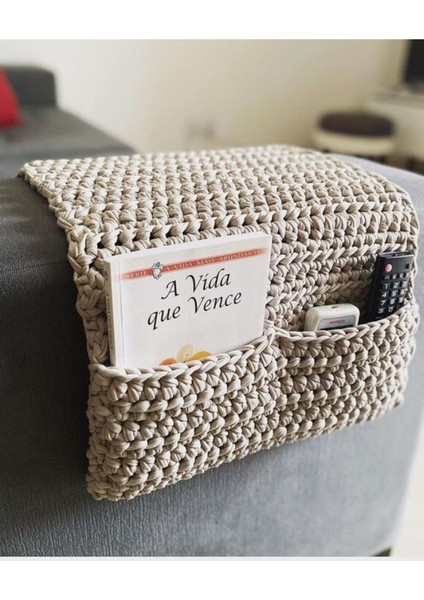 Koltuk Kenarı Kumanda Kılıfı Kumandalık Örgü Kumandalık 70 cm Portatif Yan Sehpa