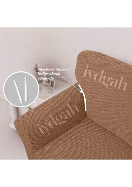 Tuğla Desen Koltuk Örtüsü Lastikli Kayma Yapmayan 3 Kişilik Çekyat Kanepe Kılıfı 1 Adet