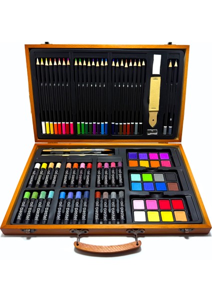 Monza 80'li Ahşap Taşıma Çantalı Çizim ve Boyama Başlangıç Seti