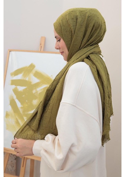 Zeytin Yeşili-Bambu Kraş Şal