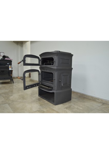 Flamestove FS-33YKST Altara Premium Tek Camlı Kuzineli Yan Kapaklı Odunluklu