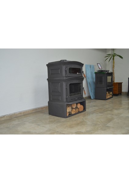 Flamestove FS-33YKST Altara Premium Tek Camlı Kuzineli Yan Kapaklı Odunluklu