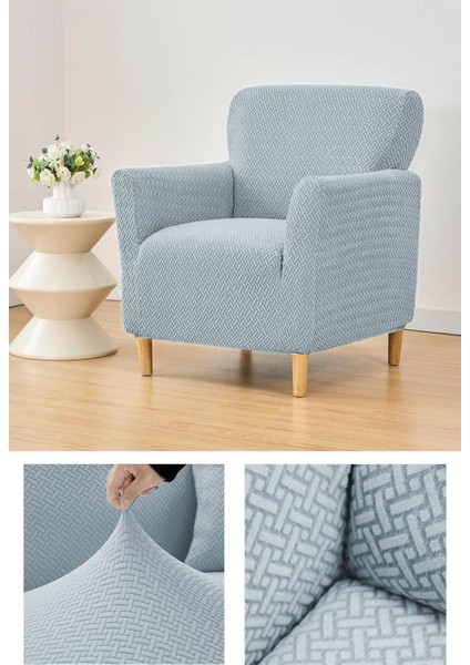 Tuğla Desen Jakarlı Tekli Koltuk Örtüsü Berjer Koltuk Kılıfı