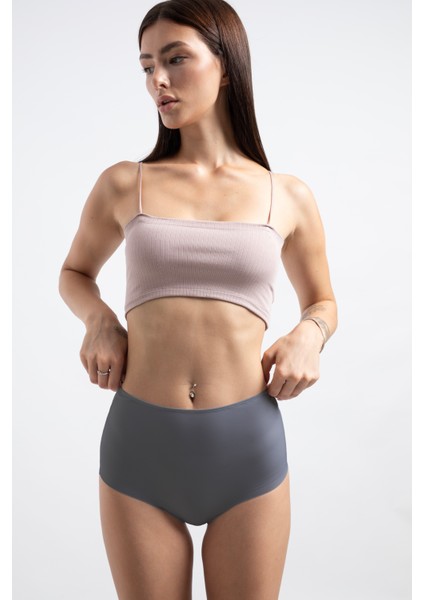 Yüksek Bel Basic Lazer Kesim Bikini Külot