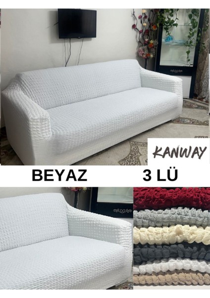 Bürümcük 3kişilik Koltuk Örtüsü Boydan Eteksiz Streç Esnek Lastikli Çekyat Kanepe Kılıfı