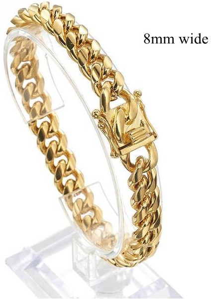 Gül Altın Curb Linki Bilezik 7-11 Inç Erkekler Için 8/10/12/14/16/18MM (Yurt Dışından)