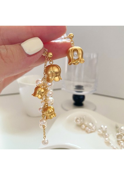 Kadınlar Için Tatlı Su Incileri Küpeler Vadi Zambağı Asimetrik Küpeler S925 Iğne Narin Küpe Vintage Takı Hediyeleri (Yurt Dışından)