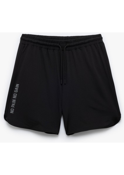 Baskılı Cep Detaylı Beli Bağcıklı Spor Şort