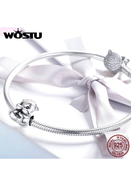 Wostu Sevimli Hayvan Charm 925 Ayar Gümüş Hamster Boncukları Orijinal Bilezik Bilezik Kolye Kadınlar Için Takı Yapımı CQC1133 (Yurt Dışından) modelleri