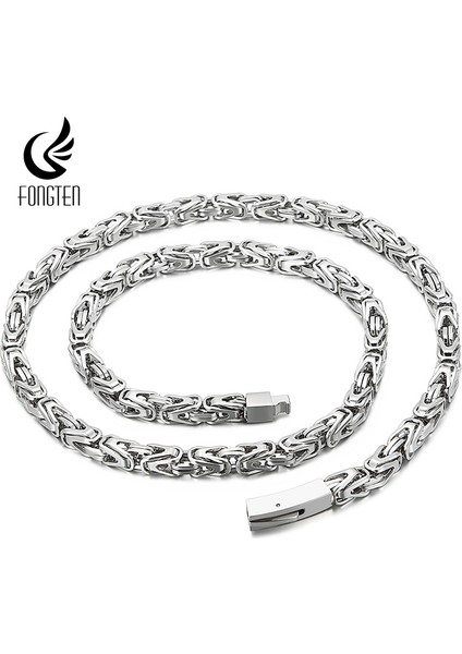 Fongten 65 cm Çinko Uçak Kolye Erkekler Kadınlar Için Çelik Kare Çinko Uçak Yaka Gerdanlık Kolye (Yurt Dışından)