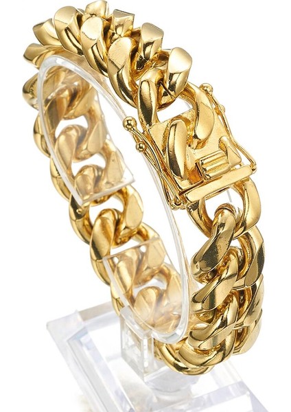 Gül Altın Curb Linki Bilezik 7-11 Inç Erkekler Için 8/10/12/14/16/18MM (Yurt Dışından) fırsatları