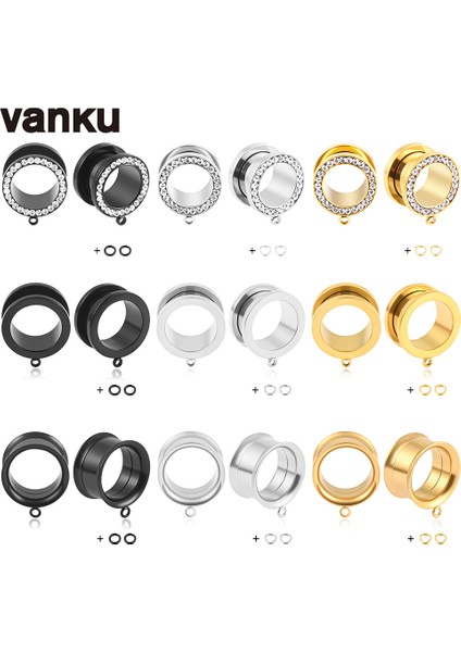 Vanku 10 Adet Paslanmaz Çelik Kendin Yap Sarkan Kulak Tıkacı Vücut Piercing Vida Tünelleri Gerdiriciler Vücut Takısı Küpe Genişletici (Yurt Dışından)