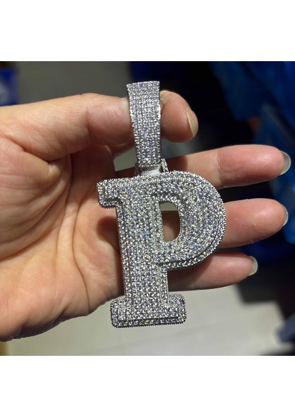 Hip Hop Mikro Kaplamalı 5A + Kübik Zirkonya Bling Buzlu Out Büyük Kacık Cz Mektubu Kolye Kolye Erkekler Için Rapçi Takı (Yurt Dışından)