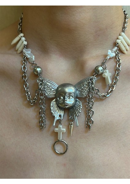 Zhuhe Yüz Bebek Kolye Seti Yeni Gotik Stil Takı Parti Hediyesi Kadınlar ve Erkekler Için (Yurt Dışından)