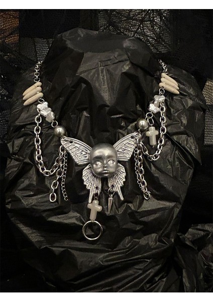 Zhuhe Yüz Bebek Kolye Seti Yeni Gotik Stil Takı Parti Hediyesi Kadınlar ve Erkekler Için (Yurt Dışından) modelleri