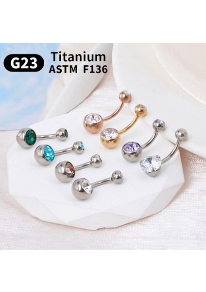 G23 Titanyum 14G Göbek Deliği Halkaları Zirkonyum Yüksek Cilalı Dişli Kaş Tırnakları Astm F136 Gövde 10 Adet Göbek Deliği (Yurt Dışından)