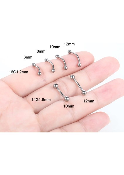 10 Adet/grup G23 Titanyum Kaş Muz Piercing Halkası Kavisli Barbell Dudak Halkası Rahat Daith Helix Rook Küpe Vücut Piercing Takısı (Yurt Dışından)