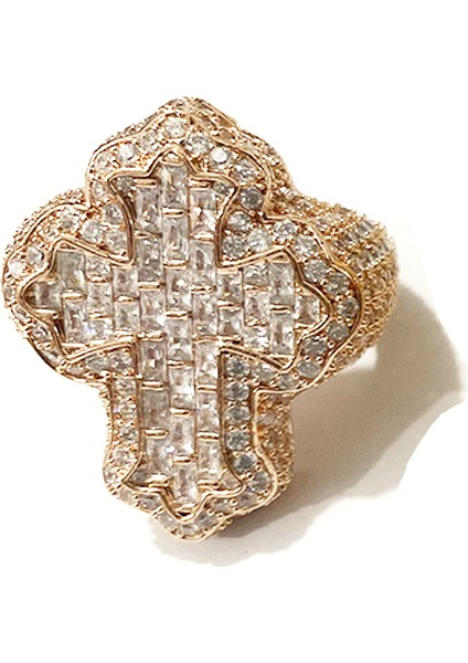 Aokaishen Haç Parmak Yüzük Buzlu Aaaaa Zirkonyum Çatal Ayar Moda Lüks Erkek Hip Hop Takı Hediye (Yurt Dışından)