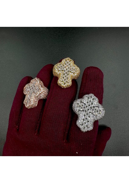 Aokaishen Haç Parmak Yüzük Buzlu Aaaaa Zirkonyum Çatal Ayar Moda Lüks Erkek Hip Hop Takı Hediye (Yurt Dışından) fırsatları