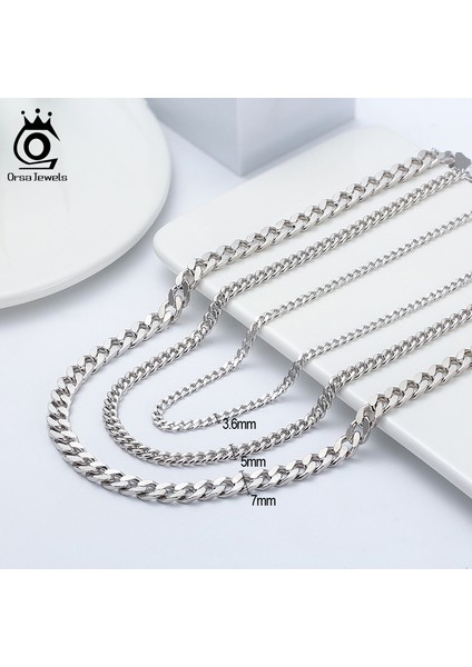 Orsa Jewels 3mm 5mm 7mm Çinko Alaşım Bilezik Hakiki 925 Alaşım Knuckle Curb Link Çinko Alaşım Uni SC36 (Yurt Dışından) fırsatları
