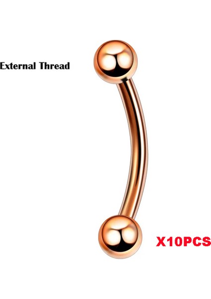 10 Adet G23 Titanyum Kaş Muz Piercing Iç Dişli ve Dış Dişli Kavisli Barbell Dudak Halkası Rahat Daith Helix Rook Küpe (Yurt Dışından)