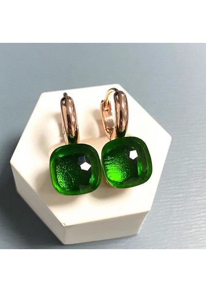 Kadınlar Için 10.6mm Clic Nudo Küpeler Yüksek Kaliteli Kristal Küpeler Kare Mavi Topaz Küpeler Moda Takı Hediye (Yurt Dışından)